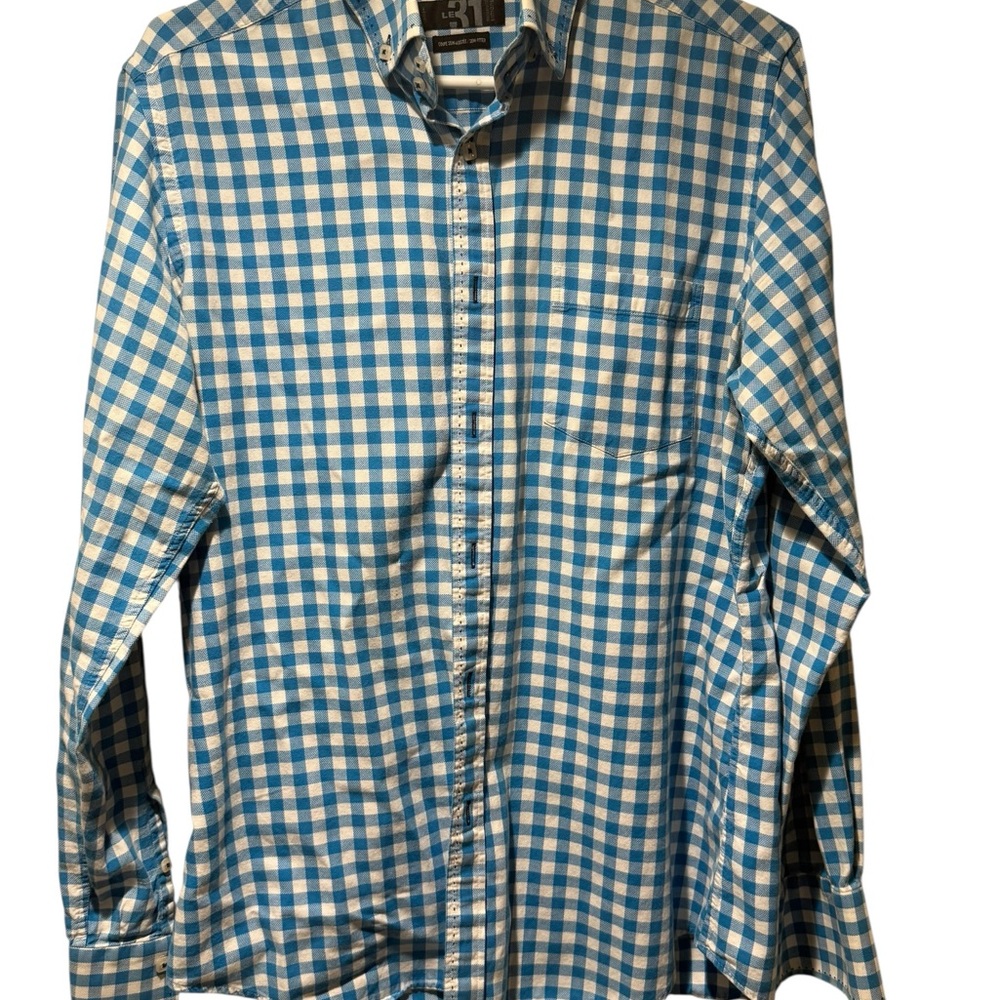 Simons Checkered Blue and White Men's Shirt